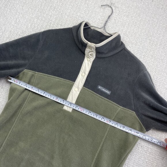 Columbia Jacket Wom M Benton Spring Half Snap Fleece Pullover Green / Gray Camp - Picture 8 of 15